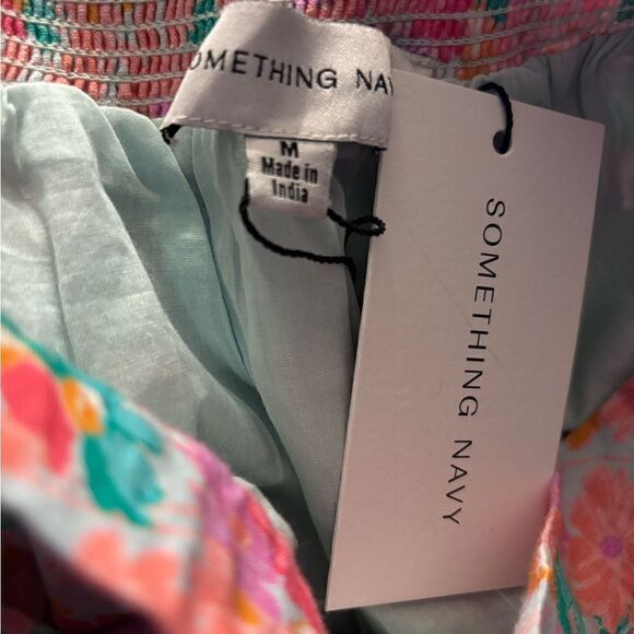 Something Navy Cotton / Linen Floral Tie Waist Shorts Size M / NWT - Picture 8 of 8